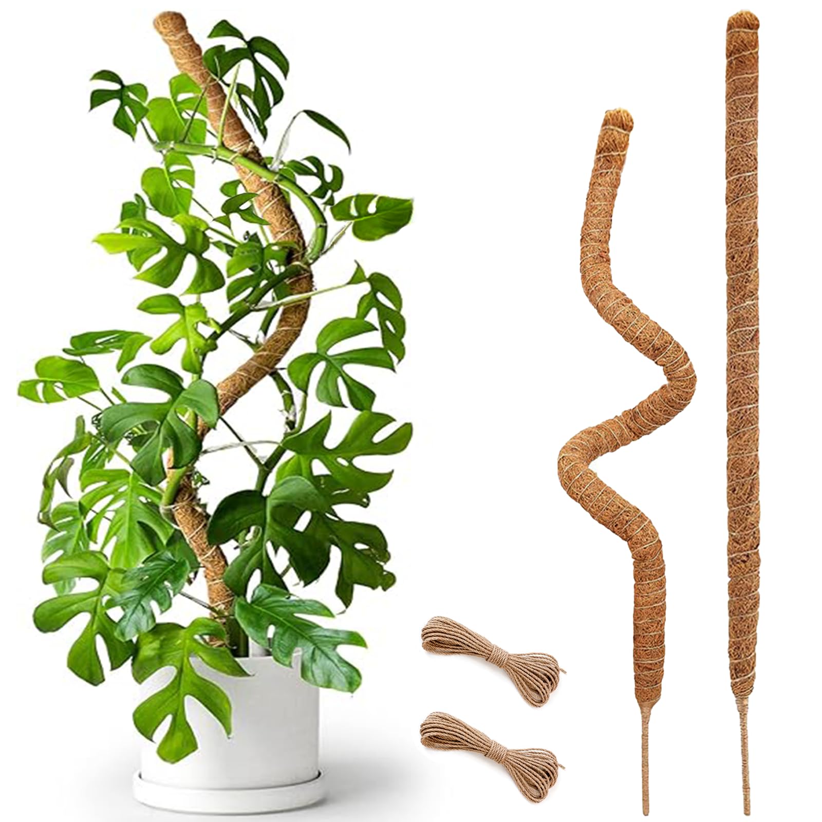 Photo 1 of 27 Inch Moss Pole, 2 Pack Bendable Moss Pole for Plants Monstera, Moss Poles for Climbing Plants Indoor, Handmade Coco Coir Plant Pole Sticks Support Stakes for Potted Plants
