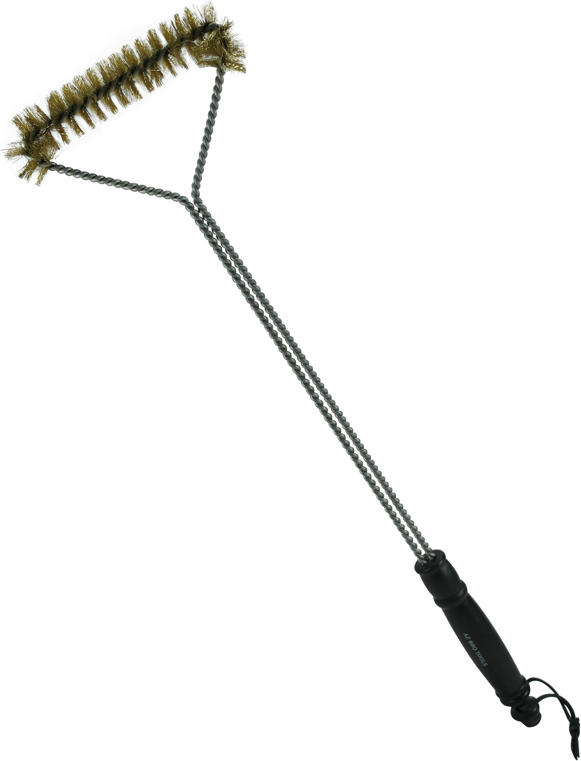 Grill Brush - Brass Wire 3-sided BBQ Cleaning T-brush, Best Barbecue Cleaner Tools, Perfect Scrubber for Weber Porcelain Coated, Gas, and Charcoal Grills - 21-inch Long and Extra Wide - 1 Year Guarantee - New Model