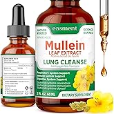 Easment Mullein Leaf Extract Drops for Lungs – Herbal Supplement for Lung Cleanse, Mucus & Phlegm Relief – Alcohol-Free Liqui
