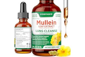Easment Mullein Leaf Extract Drops for Lungs – Herbal Supplement for Lung Cleanse, Mucus & Phlegm Relief – Alcohol-Free Liqui
