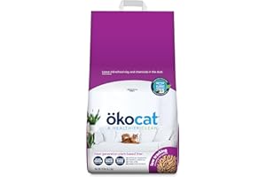 ökocat Less Mess Low Tracking Wood Clumping Cat Litter Mini- Pellets, Unscented, 14 pounds - Natural Ingredients, Stops Odor, Clumps Solid, 99% Dust Free, Great for Long-Hair Breeds