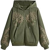 SOLY HUX Women's Zip Up Graphic Hoodies Sweatshirt Drawstring Sun Print Drop Shoulder Long Sleeve Jacket