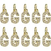 uxcell Rhinestone Letter Charm, 10pcs Crystal Zirconia Copper Alphabet g Pendants Slider Letter Charm for Wristbands Bracelets Necklace Jewelry Earring DIY Craft, Gold