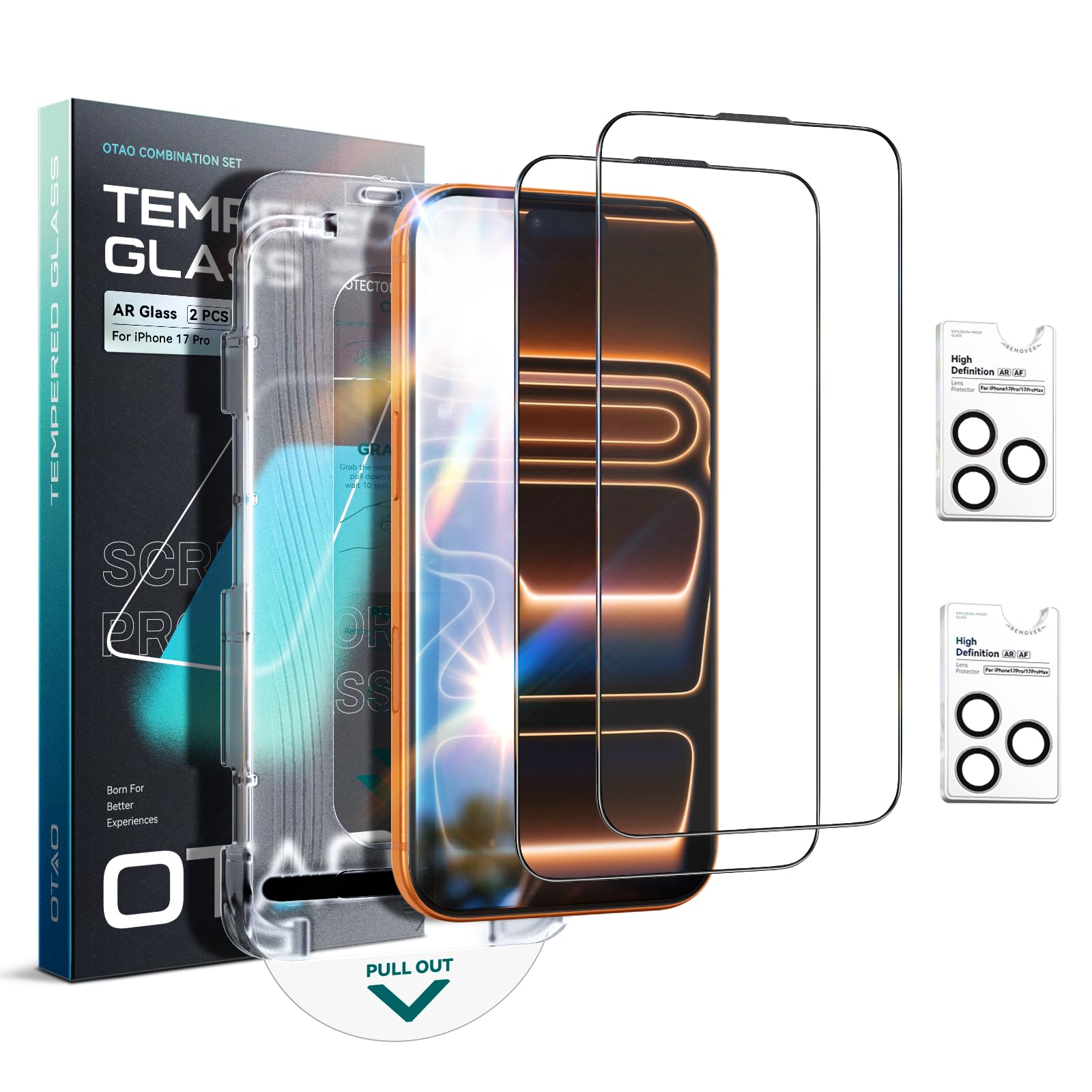 Photo 1 of [2+2] AR(Anti-Reflective) Screen Protector for iPhone 17 Pro + Camera Lens Protector, [Anti-Glare] 9H+ Tempered Glass with Auto-Align Kit 10S Bubble-Free Installation, Anti-Fingerprint, HD Clear, Case Friendly
