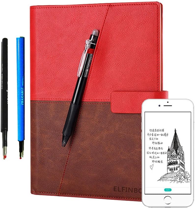 Smart Notebook 3.0 2018 APP Cloud Storage Drawing Book Sketchbook Notepad, Evernote Storage Water-to-Erase Mind Map Reusable Everlast Notebook Reusable 500+ Erasable Pen 70 Pages (red)
