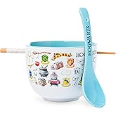Silver Buffalo Harry Potter Hogwarts Iconic Icons Ceramic Ramen Noodle Rice Bowl with Chopsticks and Spoon, Microwave Safe, 20 Ounces