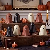 Amyhill 9 Pcs Halloween Terracotta Ghost Mini Resin Ghost Figurine Mexican | Small Terracotta Ghost Tabletop Sculpture Statue Centerpiece Talavera Decor for Halloween Bookshelf Indoor Home Decoration
