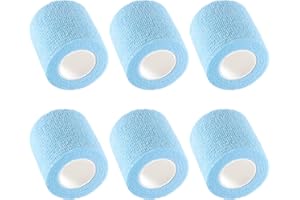 IndigoCase 6 Pack Self Adhesive Bandage Wrap 2 Inch, SkyBlue Color Bandages Variety Pack, Elastic Grip Tape, Sports Wraps, Vet Wrap, Large Bandages Bulk for Knee, Ankle, Dogs and Horses.