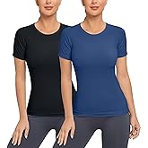 MathCat Workout Shirts for Women, Compression Short Sleeve Workout Tops, Soft Seamless Gym Shirts Running Shirts