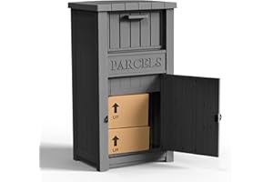 GYMHILL Package Delivery Box,Storage Box with Lockable Secure,Double-Wall Resin Outdoor Package Delivery and Waterproof Deck Box for Porch, Curbside (Black)