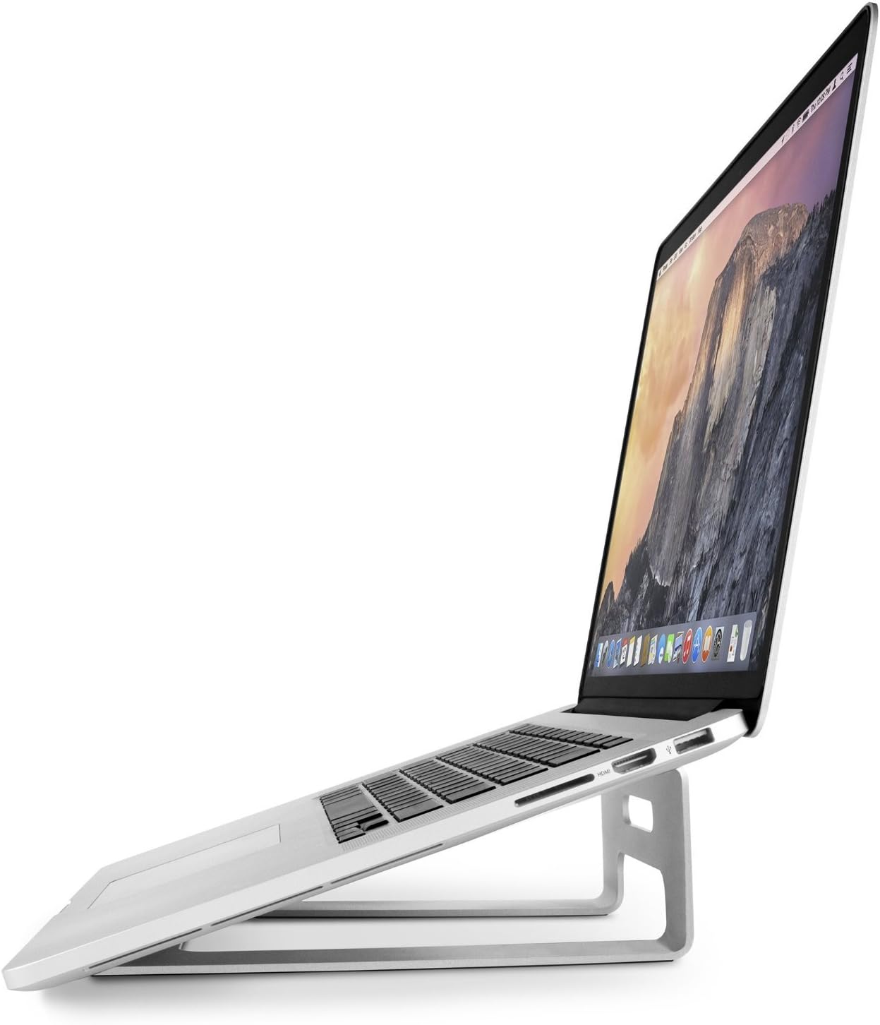 Laptop Stand by Spherecalls Solid Aluminum with Silicone Pads, 1 Universal Laptop Stand for Ergonomic Comfort, Laptop Cooling Stand. for All Laptops 11 to 15'', Perfect MacBook Stand in Silver