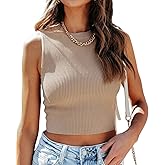 Ezbelle Women's Summer Tank Tops Sleeveless Ribbed Knit Shirts Cropped Sweater