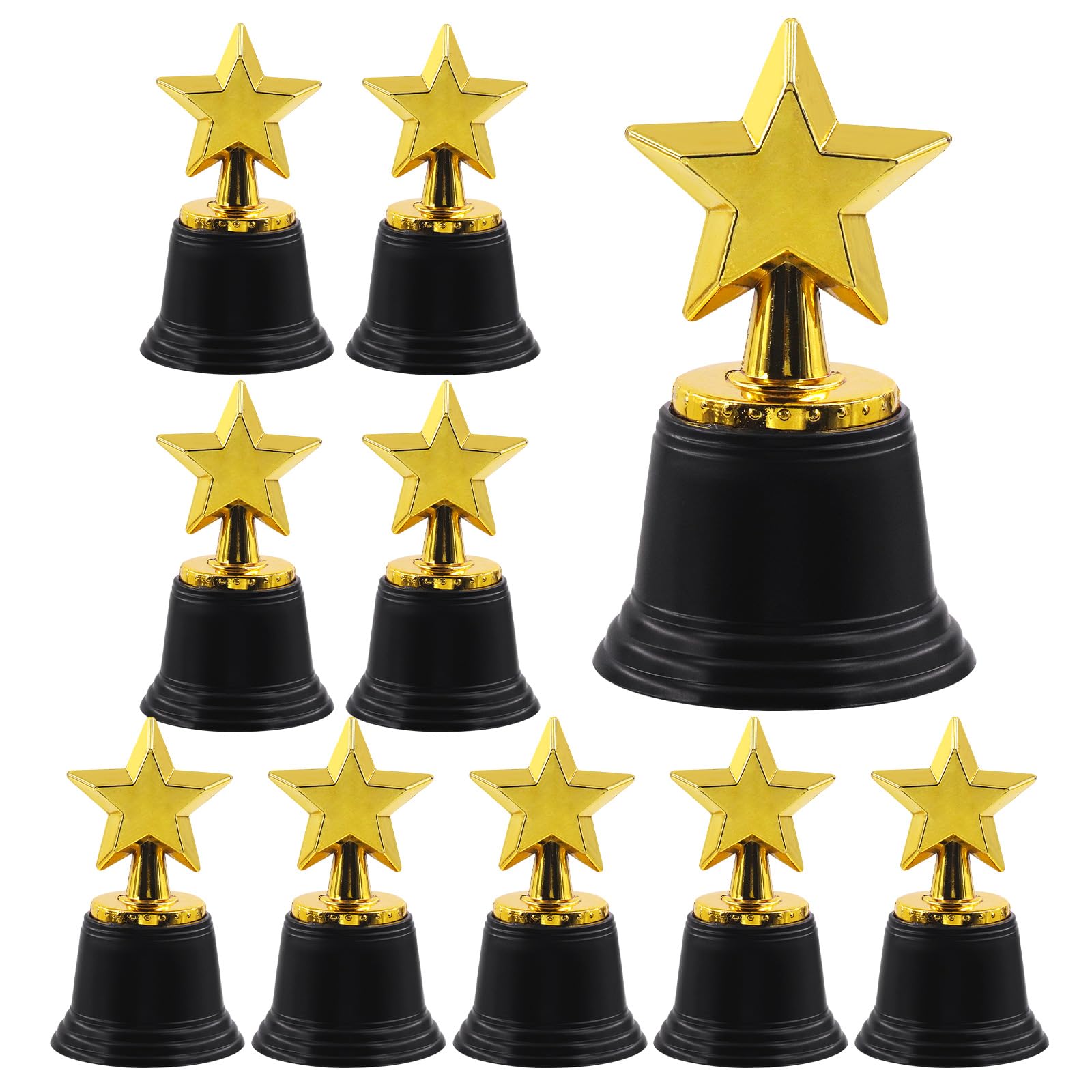 Keadic 10Pcs Star Gold Award Trophies, 4.5 Inch Plastic Golden Participation Trophy Cups for Props Football Soccer Baseball Party Favors School Winning Prizes Competitions