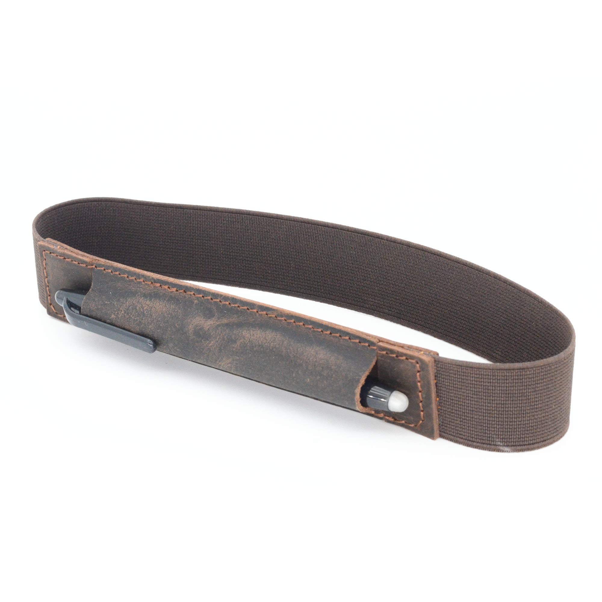 JJNUSA Genuine Leather Pen Case Holder Fits (4 to 6.5 in) Tall Notebooks Pencil Sleeve Cover Pen Pouch Pen Holster Handmade Dark Brown