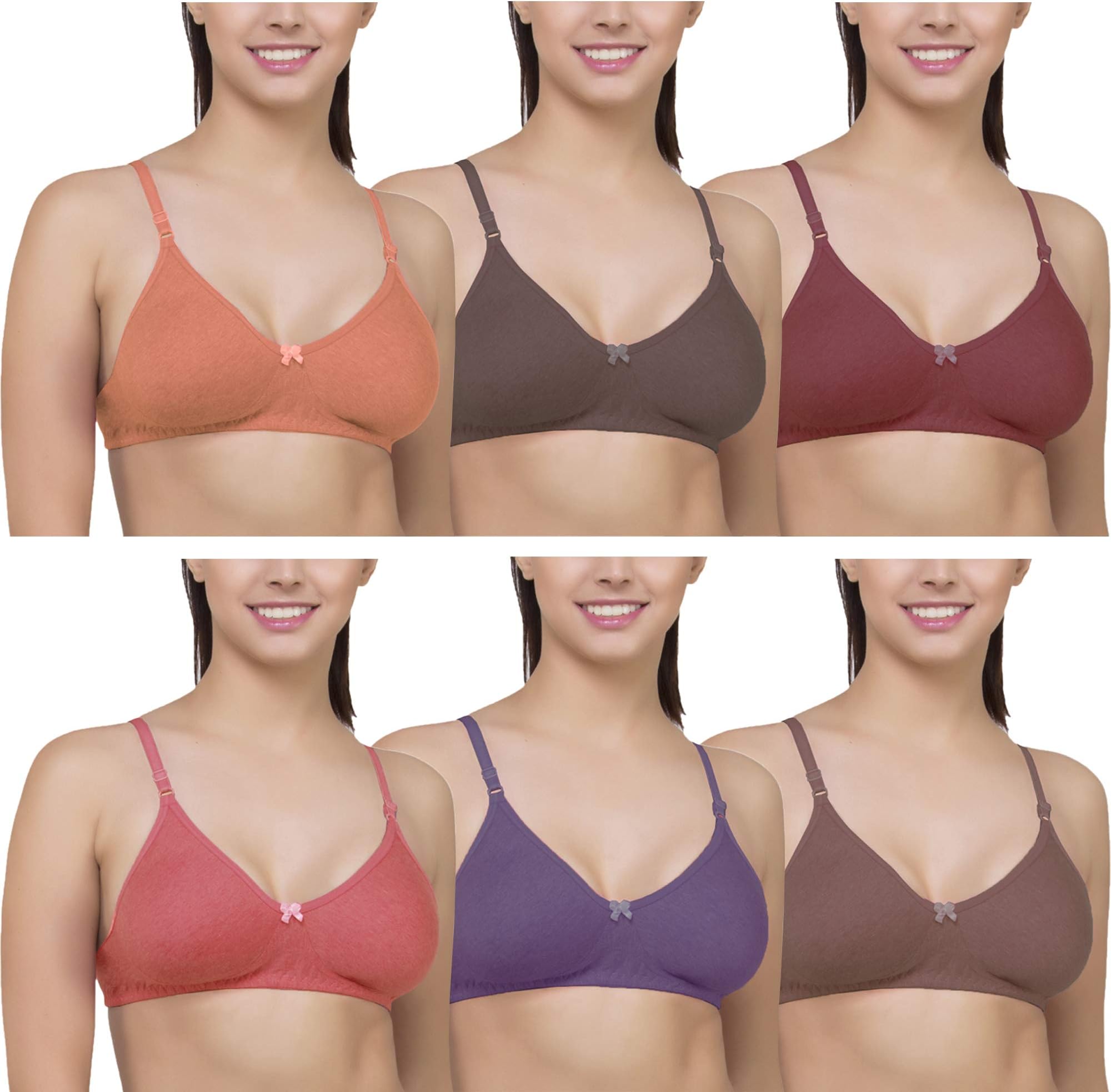 SkyBeauty Women's Full Coverage Non Padded Bra (Multicolour) - Pack of 6