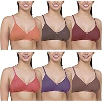 SkyBeauty Women's Cotton Blend Non Padded Non-Wired Regular Bra (Pack of 6)