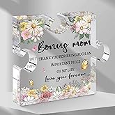 Bonus Mom Gifts from Daughter Son 3.9 Inch Step Mom Plaque Mothers Day Gift for Bonus Mom Stepmom Birthday Gifts Mom Christmas Gifts