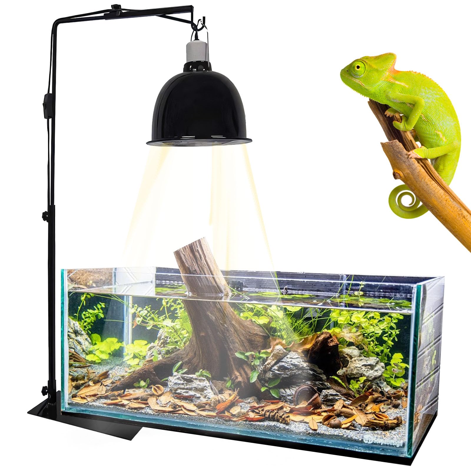 SuQurtom Adjustable Reptile Heat Lamp Stand, Metal Floor Light Holder 13-25 Inch Sturdy Terrarium Fixture for Snake, Tortoise, Bearded Dragon, Lizard, Spider & Amphibian Tanks