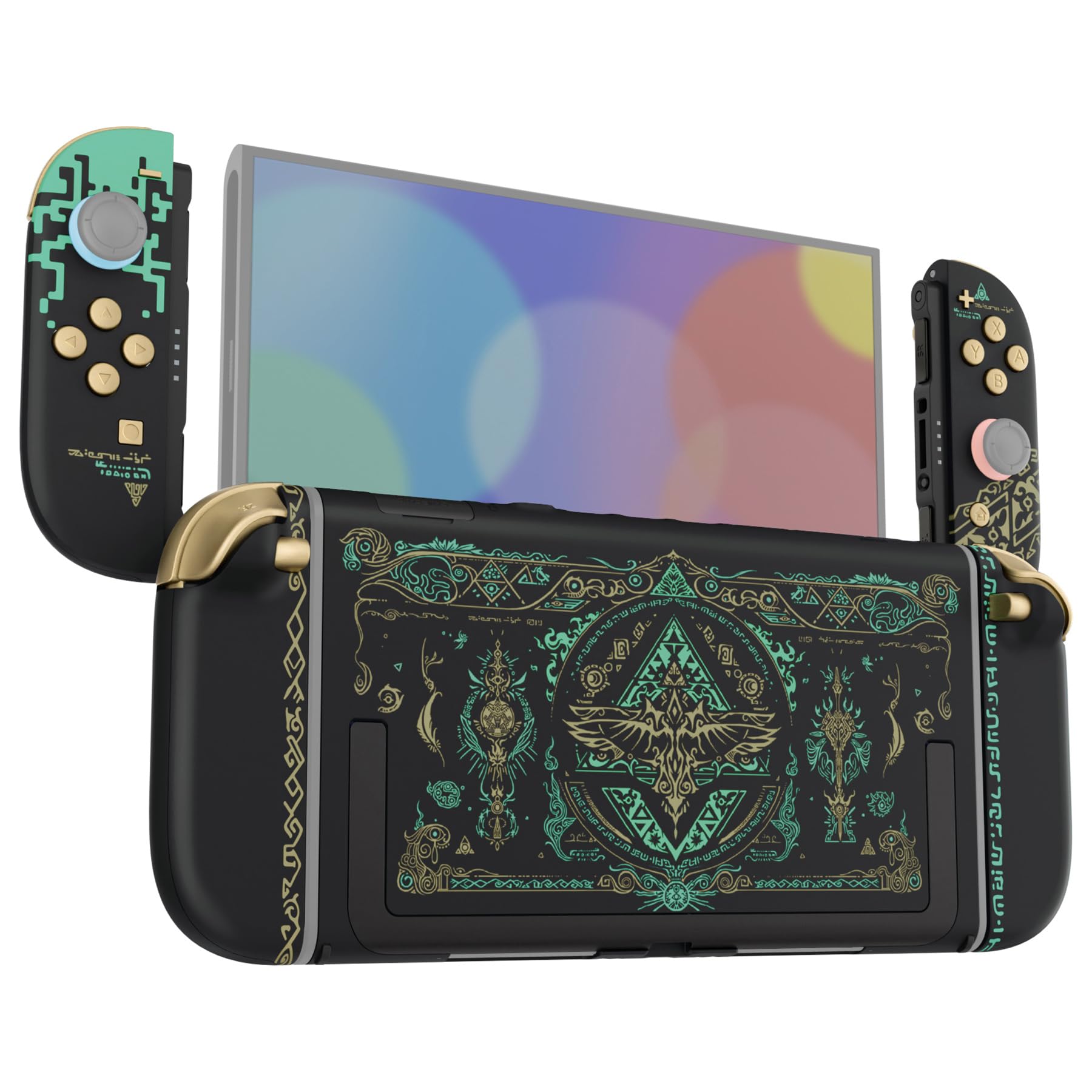 eXtremeRate DIY Replacement Shell Buttons for Nintendo Switch 2, Full Set Back Plate Controller Housing with Buttons for Switch 2 Handheld Console & Joycon 2 - Deluxe Version - Totem of Kingdom Black