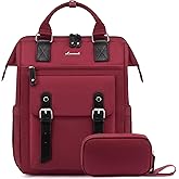 LOVEVOOK Laptop Backpack for Women Work Travel Backpack Teacher Commuter Business Computer Bag Doctor Nurse Bags College Backpack Purse, 15.6 Inch, Wine Red-black