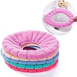 Taylor Gre 5 pcs Bathroom Soft Thicker Warmer Stretchable Washable Cloth Easy Installation & Cleaning Comfortable Toilet Seat