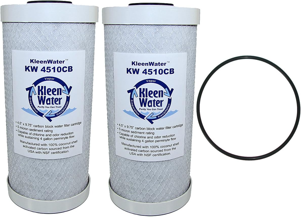 KleenWater Carbon Replacement Filters Compatible with Whirlpool WHKF-WHPCBB, WS03X10039 O-ring for WHKF-DWHBB