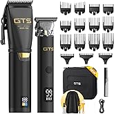GTSPRO Hair Clippers for Men Professional, Cordless Clippers for Hair Cutting, Mens Hair Clippers and Trimmer Kit for Barber with LED Display 15 Guide Combs