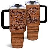DUUV Fishing Gifts for Men, Fishing Coffee Mug Tumbler 40 Oz, Birthday Gifts for Men Dad Boys Who Love Fish, Fisherman Gift for Christmas Thanksgiving, 1PCS