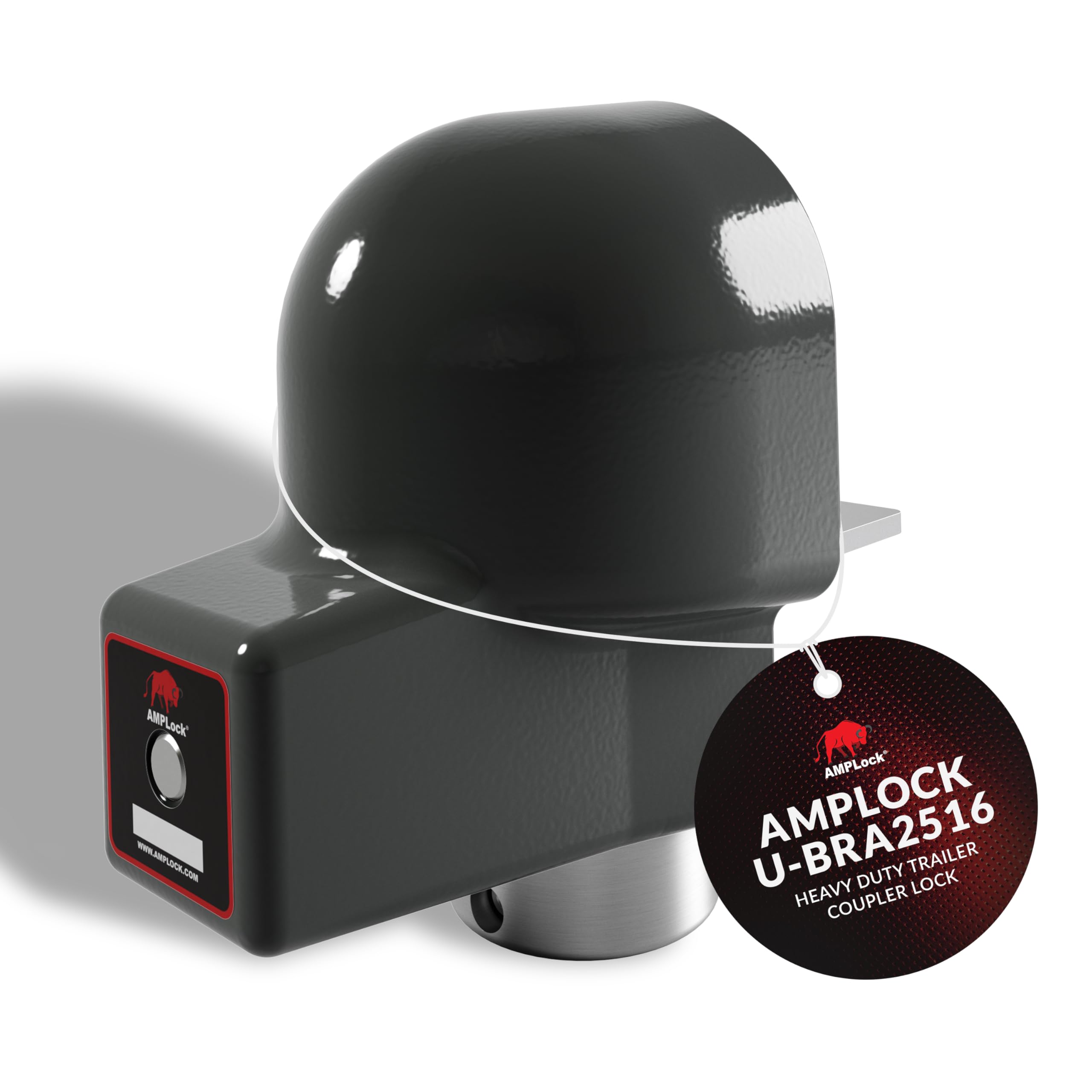 Photo 1 of AMPLock - U-BRA2516 Heavy Duty Trailer Coupler Lock, 2 5/16" Trailer Hitch Lock for RV, Trailer Ball Lock, Anti-Theft Coupler Ball Lock, Round Edge Collar Lock Design, Push-to-Lock Security System