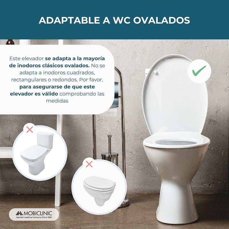 ®, Elevador wc para adultos con reposabrazos, Tajo, 19 cm, Ancianos, Tapa y abatibles, De inodoro, Regulable en 3 alturas, Inclinable, Blanco