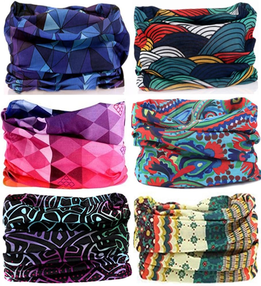 KALILY 12PCS/9PCS/6PCS Headwear Wide Headbands Scarf Head Wrap Mask Sweatband -12 in 1 Multifunctional Sport Headband Neck Warmer for Yoga, Camping, Fishing, Hiking, Running, Motorcycling, Skiing