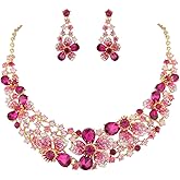 EVER FAITH Austrian Crystal Hibiscus Flower Necklace Earrings Set
