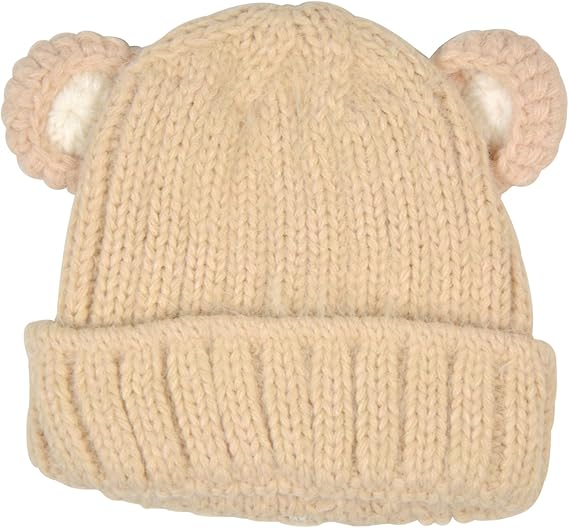 Amazon 子供用 ニット帽 ベアー くま耳 ニットキャップ 畦編み キッズ ジュニア 帽子 クリーム 帽子 通販