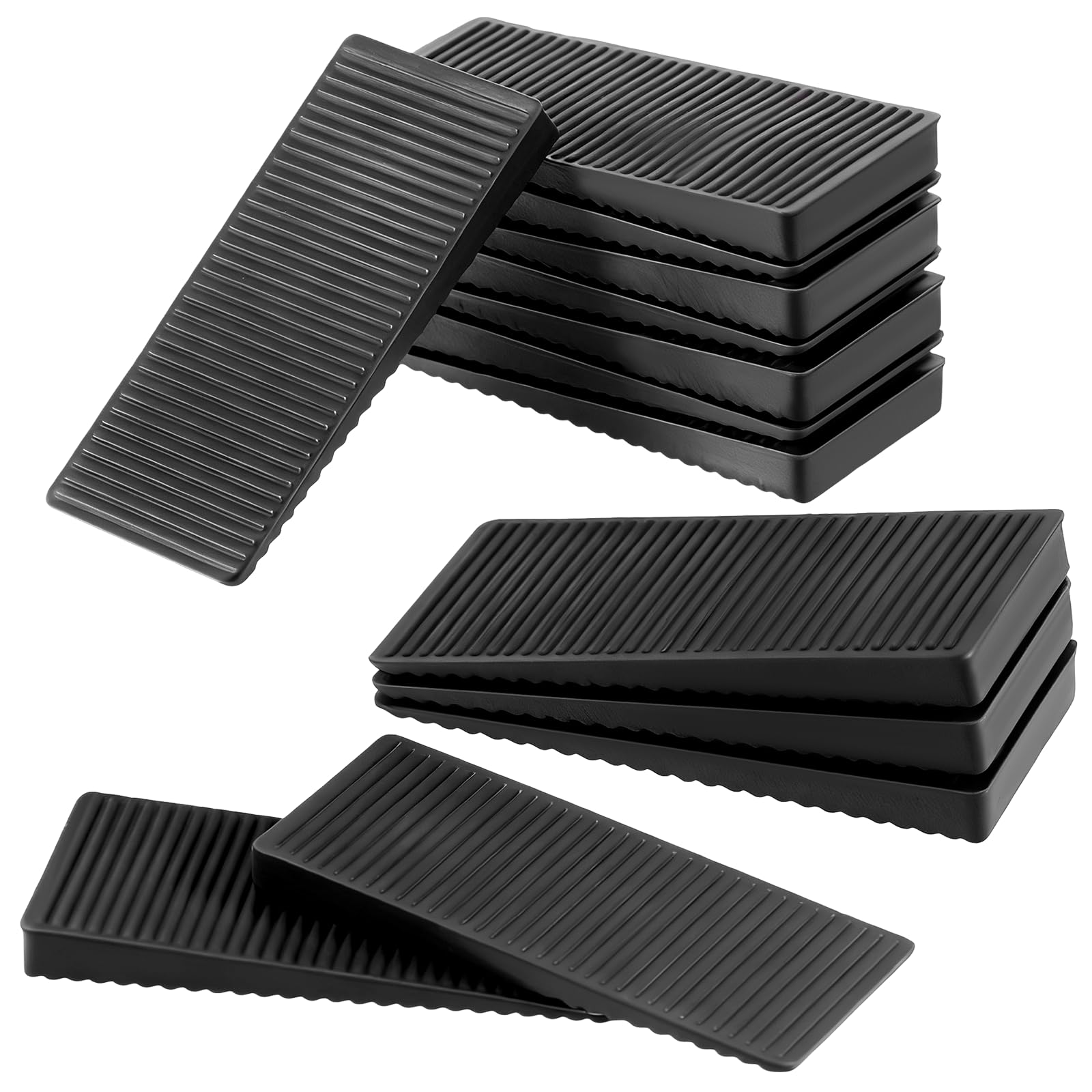 Photo 1 of 10 Pcs Plastic Leveling Shims 2''x1'' Black Furniture Levelers Plastic Leveling Wedges Small Shims for Table Doors Toilet Piano Refrigerator Appliance Windows