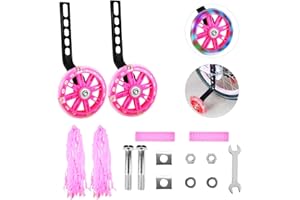 ABNAOK Bike Training Wheels with Bike Axle Extenders Bolt, Bike Handlebar Grips, Tassel Streamers for Bikes, Screw Nut Accessories, Training Wheels for 12 14 16 18 20 Inch Kids Bike