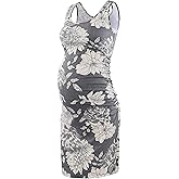 Liu & Qu Women's Maternity Sleeveless Tank Dresses Side Ruching Bodycon Dress for Daily Wearing or Baby Shower