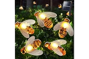 Coquimbo Bee Solar Garden String Lights, 16FT 20LED Waterproof Simulation Honey Bees Outdoor Lights for Garden Patio Yard Lawn Decor Garden Gifts for Dad Mom