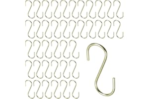 T Tulead 40PCS Mini Light Golden Hooks S Hanging Hooks Closet S Shaped Hanger Hook 2x42mm(T*L) for for Hanging Jewelry,Purse,Key