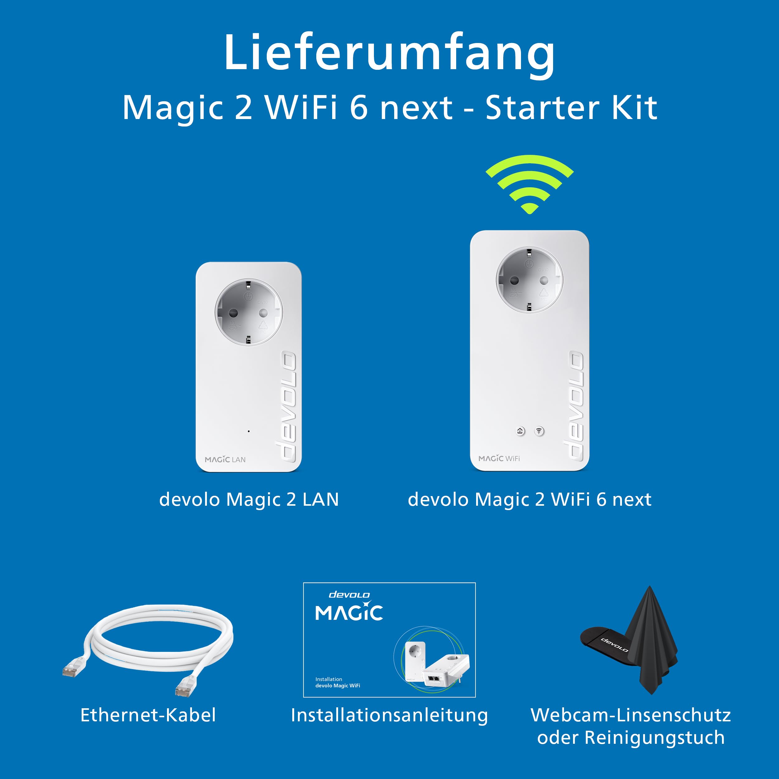 devolo Magic 2 WiFi 6 Next Starter Kit, WLAN Powerline Adapter, bis zu 3.000 Mbit/s über Wi-Fi 6, Mesh WLAN Steckdose, 2X Gigabit LAN, weiß 8