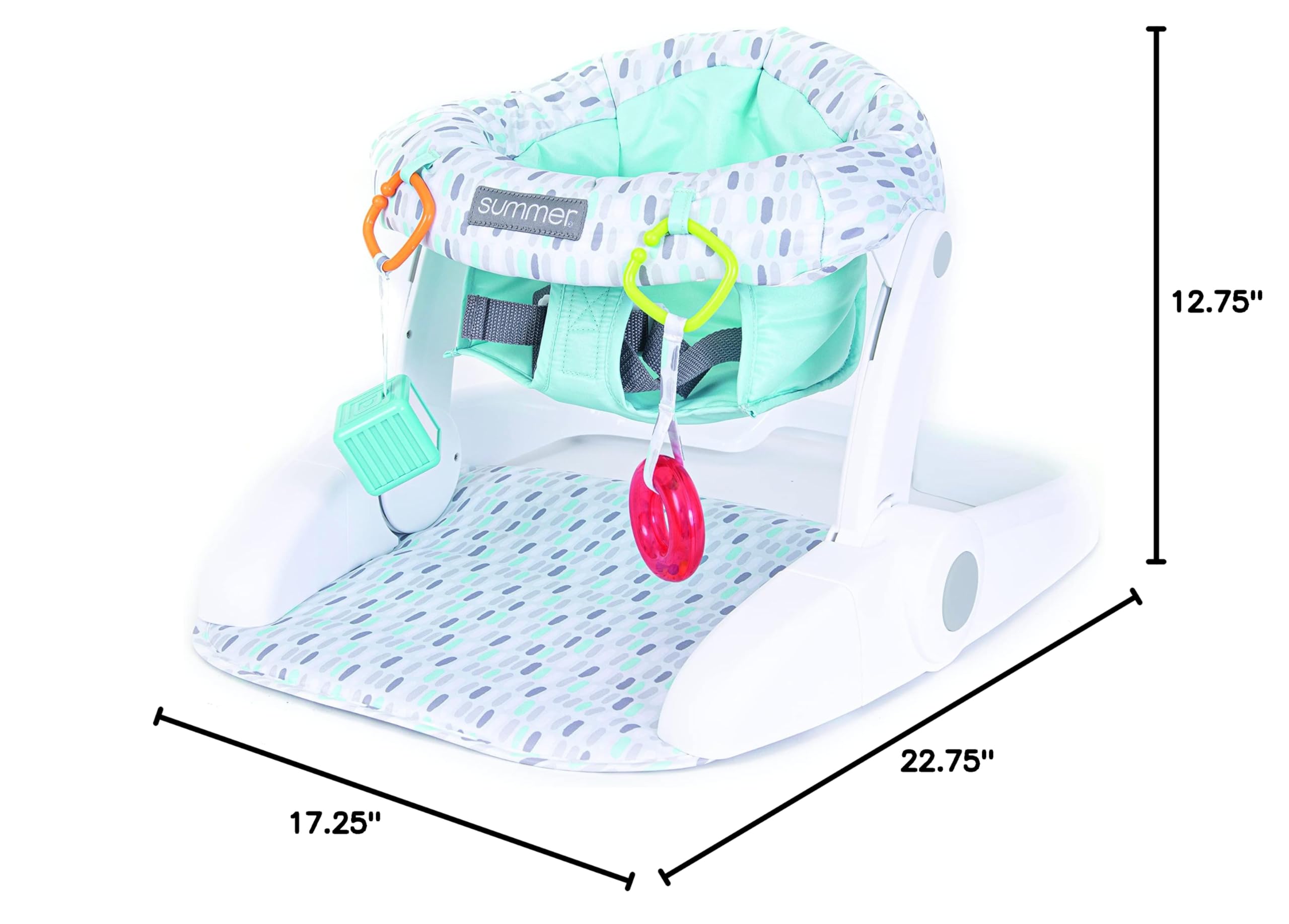 Summer Infant Learn-to-Sit 2-Position Floor Seat (Rolling Stones) – Sit Baby Up in This Adjustable Baby Activity Seat Appropriate for Ages 4-12 Months – Includes Toys