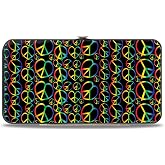 Buckle-Down womens Buckle-down Hinge - Peace Heart Black/Rainbow Ombre Wallet, Multicolor, 7 x 4 US