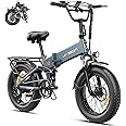Jasion X-Hunter Electric Bike for Adults,1400W Peak Motor 30MPH Max Speed,48V 13AH Removable Battery, Full Suspension System Design,20''*4.0 Fat Tire Foldable Ebike 7-Speed Bicycles