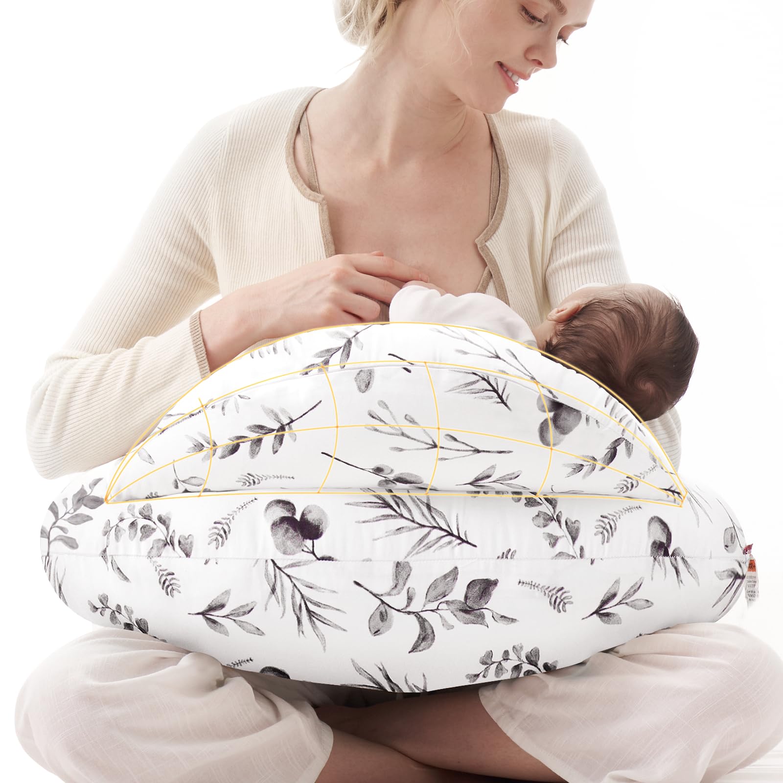 Photo 1 of Momcozy Pioneering Safety Fence Nursing Pillow for Breastfeeding- Wider Feeding Pillows for More Support for Mom & Baby- Easier Nursing & Hand Free- Fit for All, Removable Cotton Cover