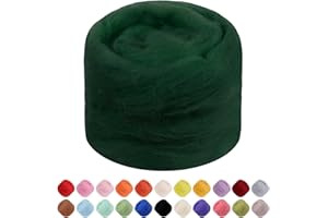 JeogYong Needle Felting Wool, 1.76oz Wool Roving Chunky Wool Yarn, Dark Green Wool Roving Yarn for Needle Felting, Wet Felting, Felting Projects, DIY Crafts