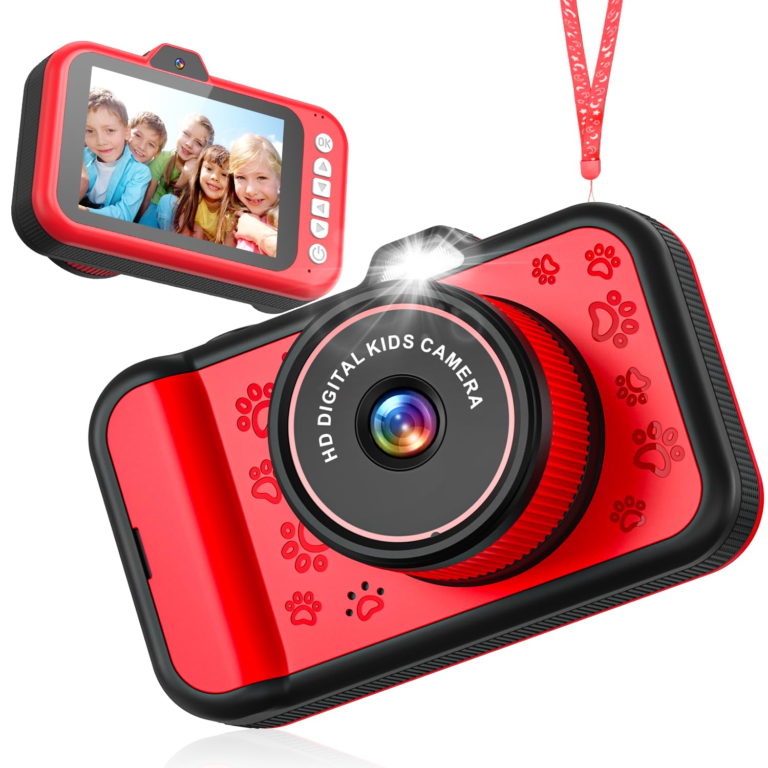 Photo 1 of Kids Camera 3.5 inch Big Screen 48MP Selfie Toddler Digital Camera for Kids 10X Zoom in Toy Camera Chritmas Birthday Gift for Kids Age 3-12 (Red)