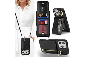 Jaorty Compatible with iPhone 16 Pro Max Case Wallet with Card Holder for Women,with Ring Holder,PU Leather Magnetic Snap Zip