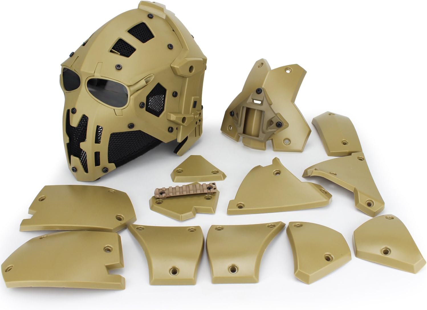 Casque Tactique Militaire Complet Avec Masque - Pour Paintball, Airsoft, Cosplay Et Chasse - Résistance Aux Chocs 1000 Fps