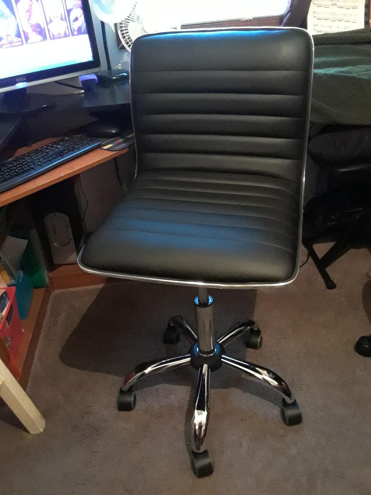 Desk Chair Yaheetech White PU Leather Office Chair Low Back