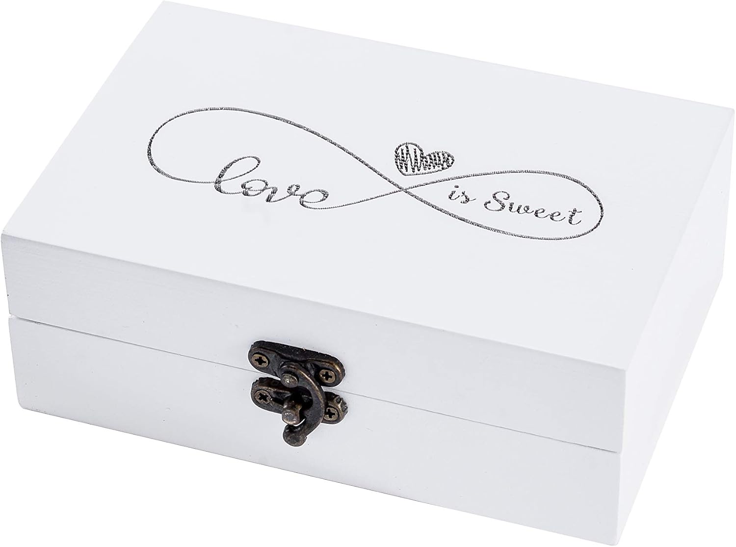 AW BRIDAL White Wooden Ring Box Double Ring Bearer Box