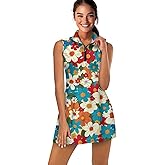 ELEDIZI Collared Tennis Dress with Shorts and Pockets Sleeveless Half Zip Athletic Workout Dress for Women Plus Size XS-2XL